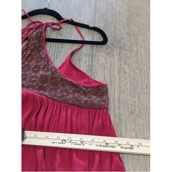 Earthbound Trading Dress Womens Medium Maroon Sleeveless Crochet Strappy Halter - Picture 7 of 10